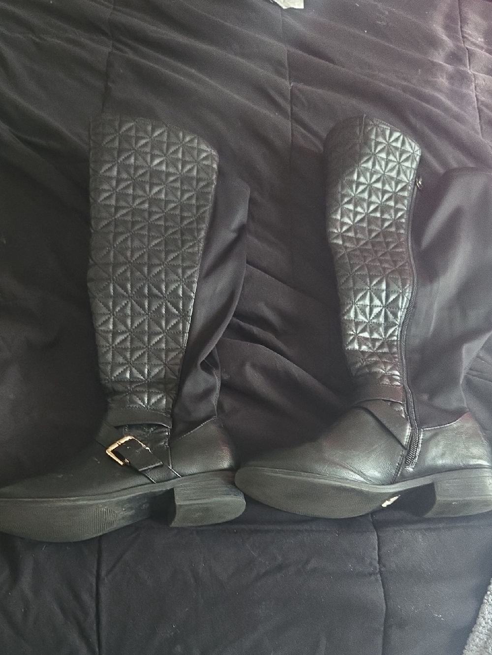 torrid Black Quilted Over-the-Knee Riding Boots with Ankle Buckle